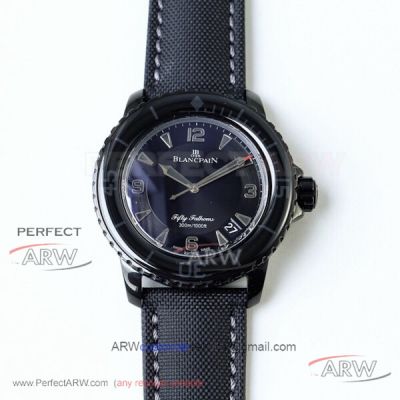 ZF Factory Blancpain Fifty Fathoms 5015-11C30-52 Dark Blue Dial Black Fabric Strap Swiss Automatic 45mm Watch